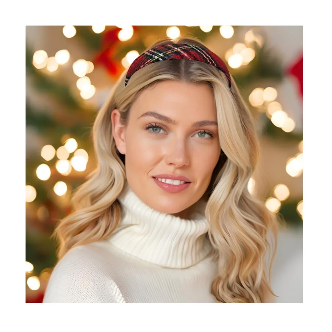 Жіночий картатий обруч для волосся Червоний, фото №4