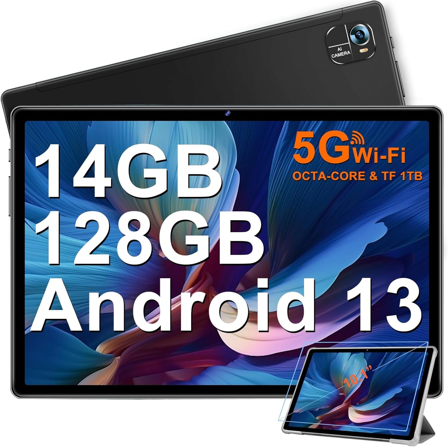 Планшет 10.1" Facetel Q10 8+6/128Gb 8 ядер Android 13 8000 mAh Black, фото №1