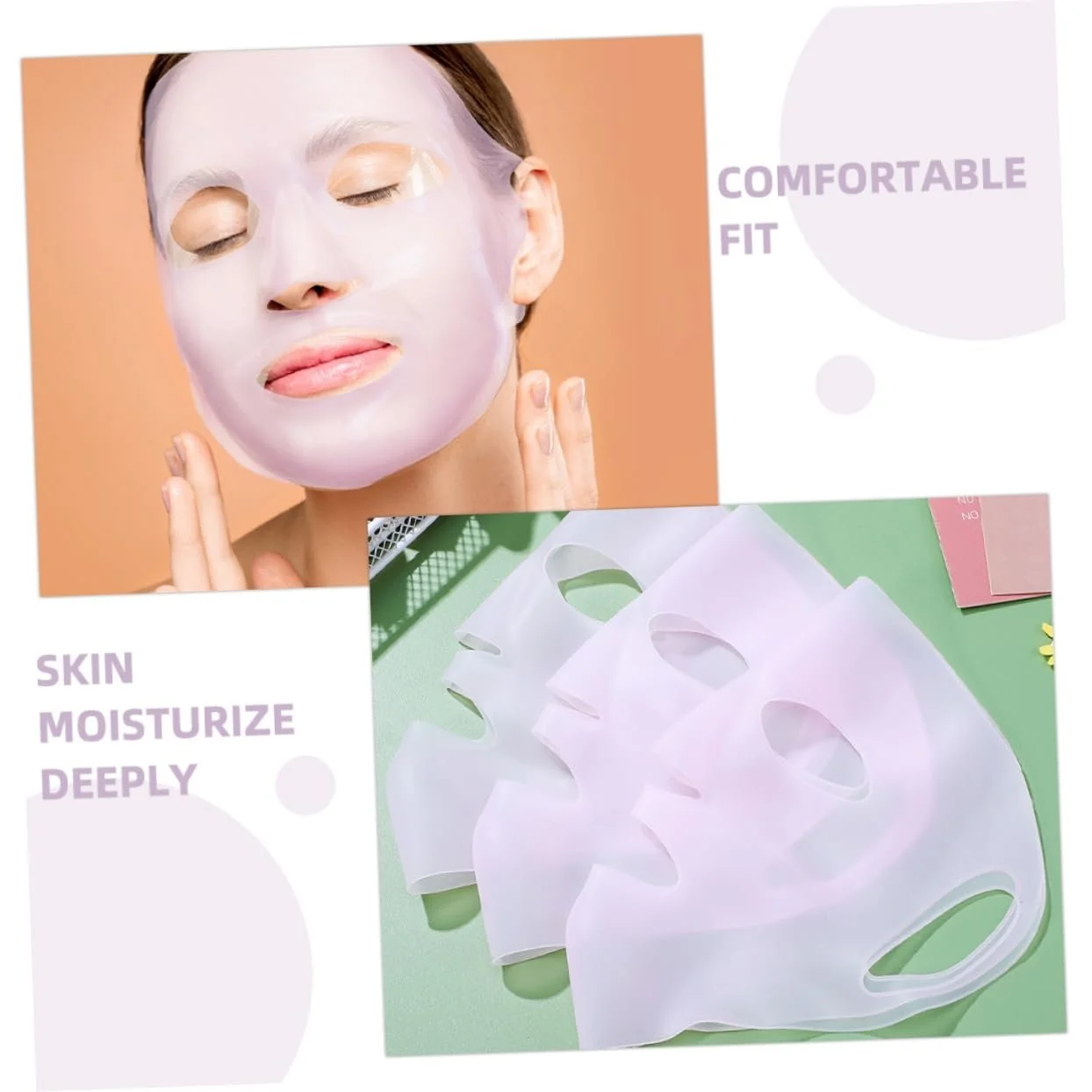 Маска для обличчя VALICLUD Багаторазова Силіконова, 3 шт, фото №3