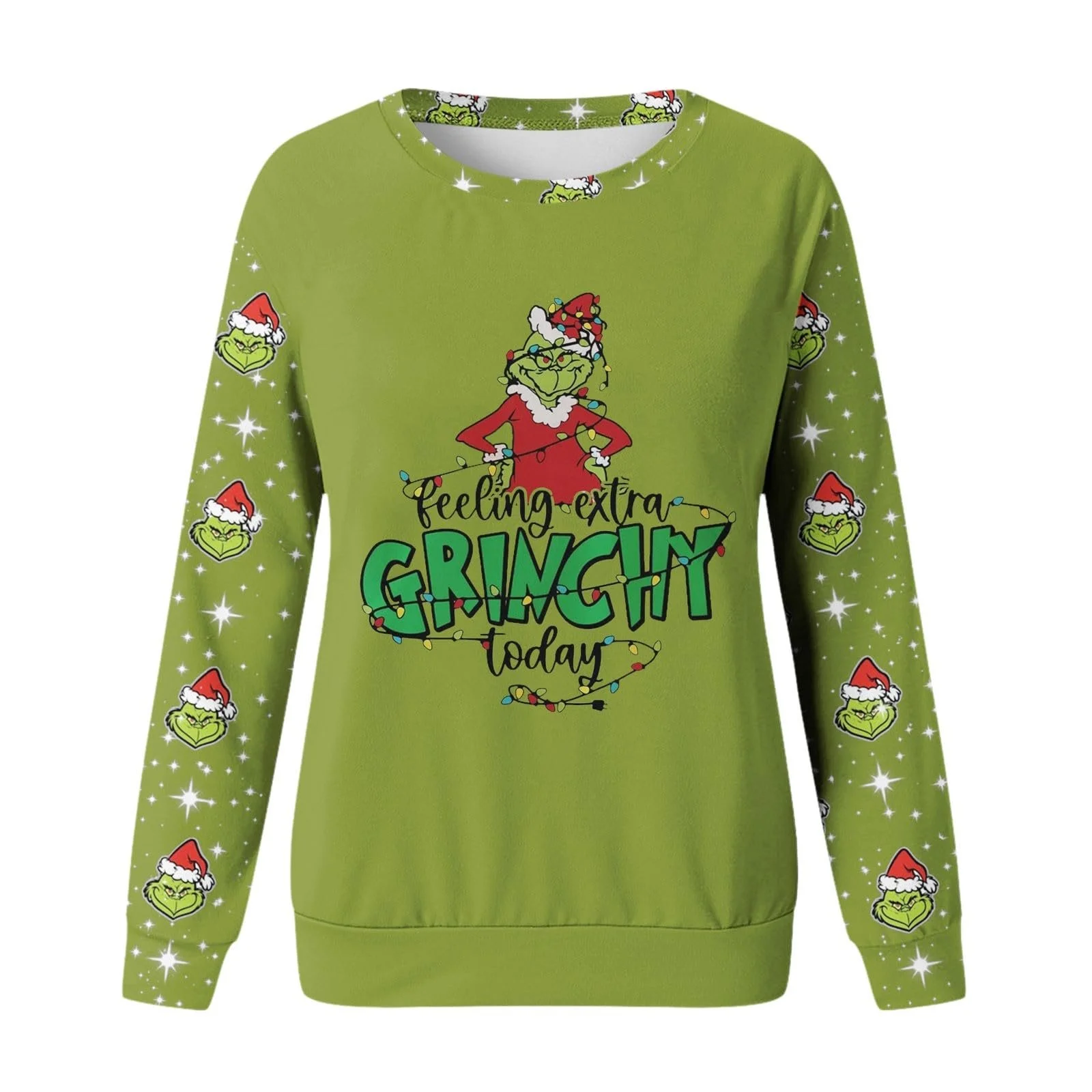 Рождественский джемпер BHXUTK Женская кофта Рождественская уродливая рождественская футболка для женщин Круглый вырез Длинный рукав Футболки Повседневная смешная снежинка с принтом Свободные свитшоты, фото №4