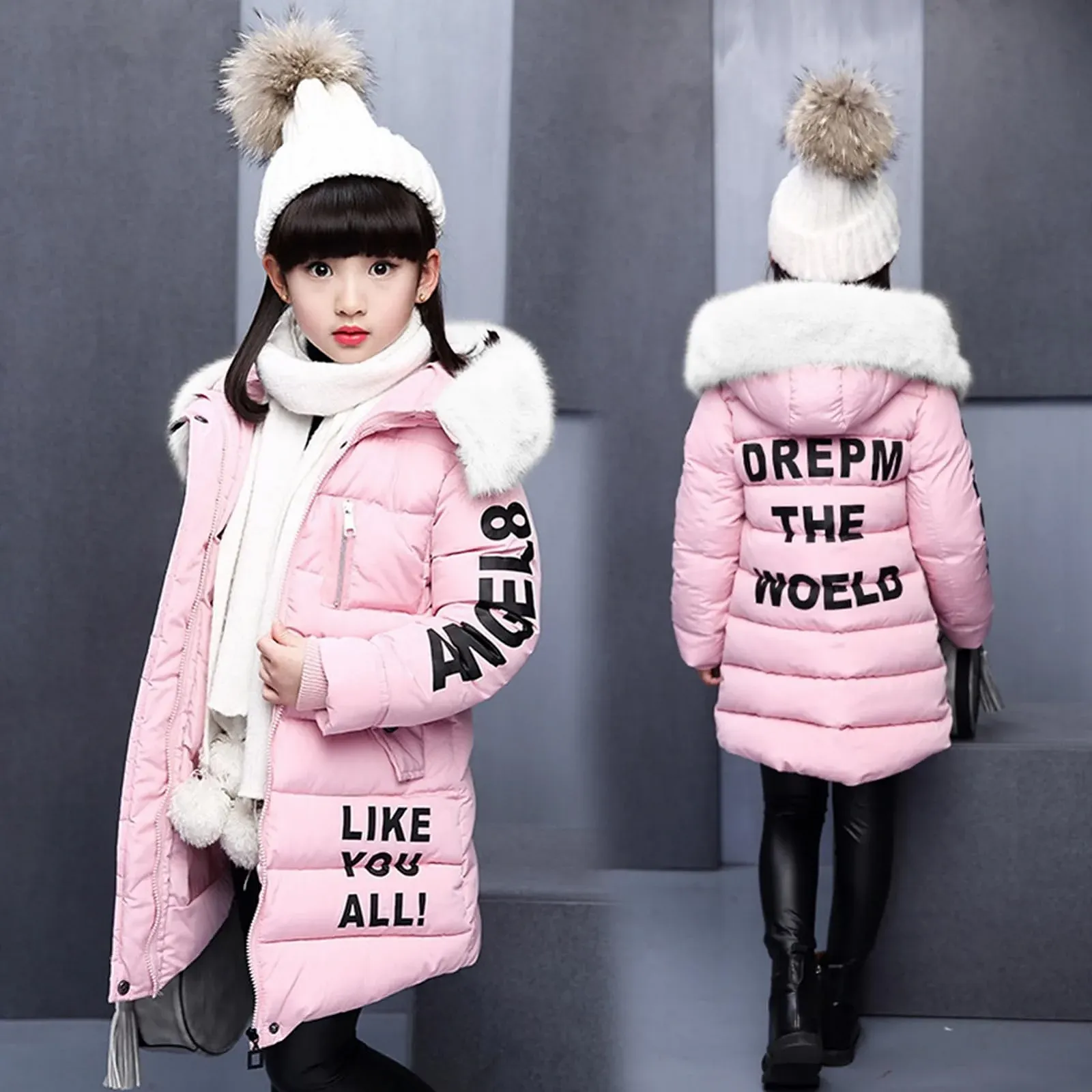 Утепленная теплая пуховая куртка для девочек SXSHUN, зимняя куртка с меховым капюшоном, детское зимнее пальто, пуховик, стеганая куртка, фото №8 Утепленная теплая пуховая куртка для девочек SXSHUN, зимняя куртка с меховым капюшоном, детское зимнее пальто, пуховик, стеганая куртка, фото №8