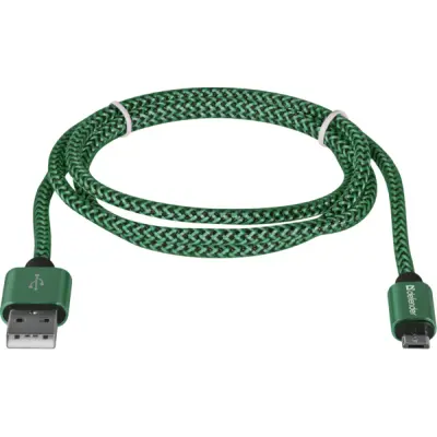 Дата кабель USB 2.0 AM to Micro 5P 1.0m USB08-03T green Defender 87804, фото №2
