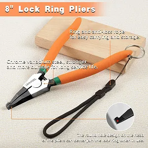 LEONTOOL Специальные плоскогубцы для стопорных колец 8 дюймов, угловые плоскогубцы для фиксации колец с кольцом и защитной веревкой, плоскогубцы для открывания колец, плоские плоскогубцы для снятия стопорных колец цена на synthetic.ua - Фото 1 LEONTOOL Специальные плоскогубцы для стопорных колец 8 дюймов, угловые плоскогубцы для фиксации колец с кольцом и защитной веревкой, плоскогубцы для открывания колец, плоские плоскогубцы для снятия стопорных колец synthetic.ua - Фото 1