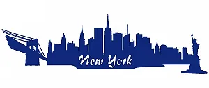 Наклейка на стіну Samunshi Skyline New York 100 x 30 см Королівський синій - Фото 1