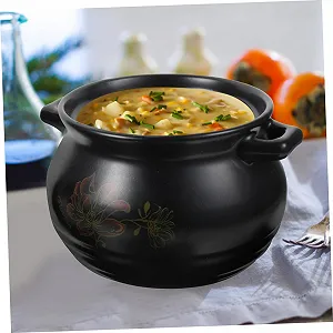 Кастрюля керамическая жаропрочная для супов и тушения с ручкой Черный synthetic.ua - Фото 1