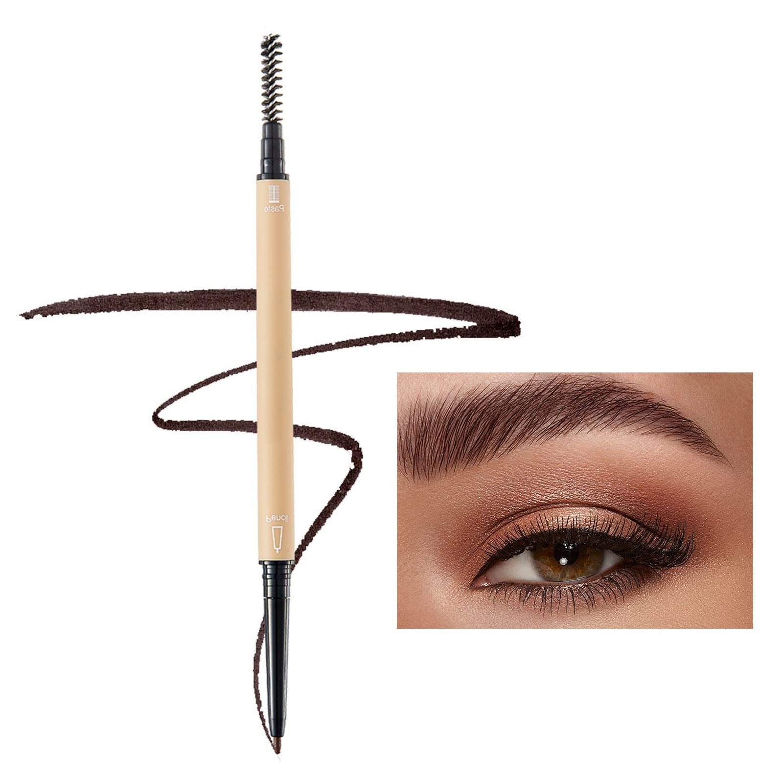 Олівець Langanhaltender Двосторонній ультратонкий олівець з пензлем для брів (B, One Size), фото №2