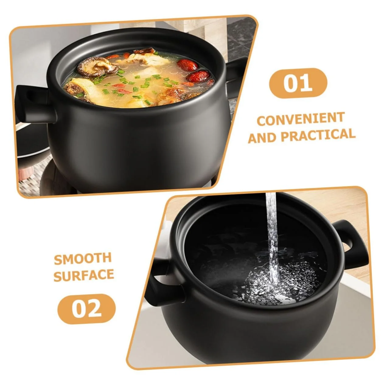 Кастрюля VALICLUD Керамическая Термостойкая для газовых плит Универсальная, фото №8