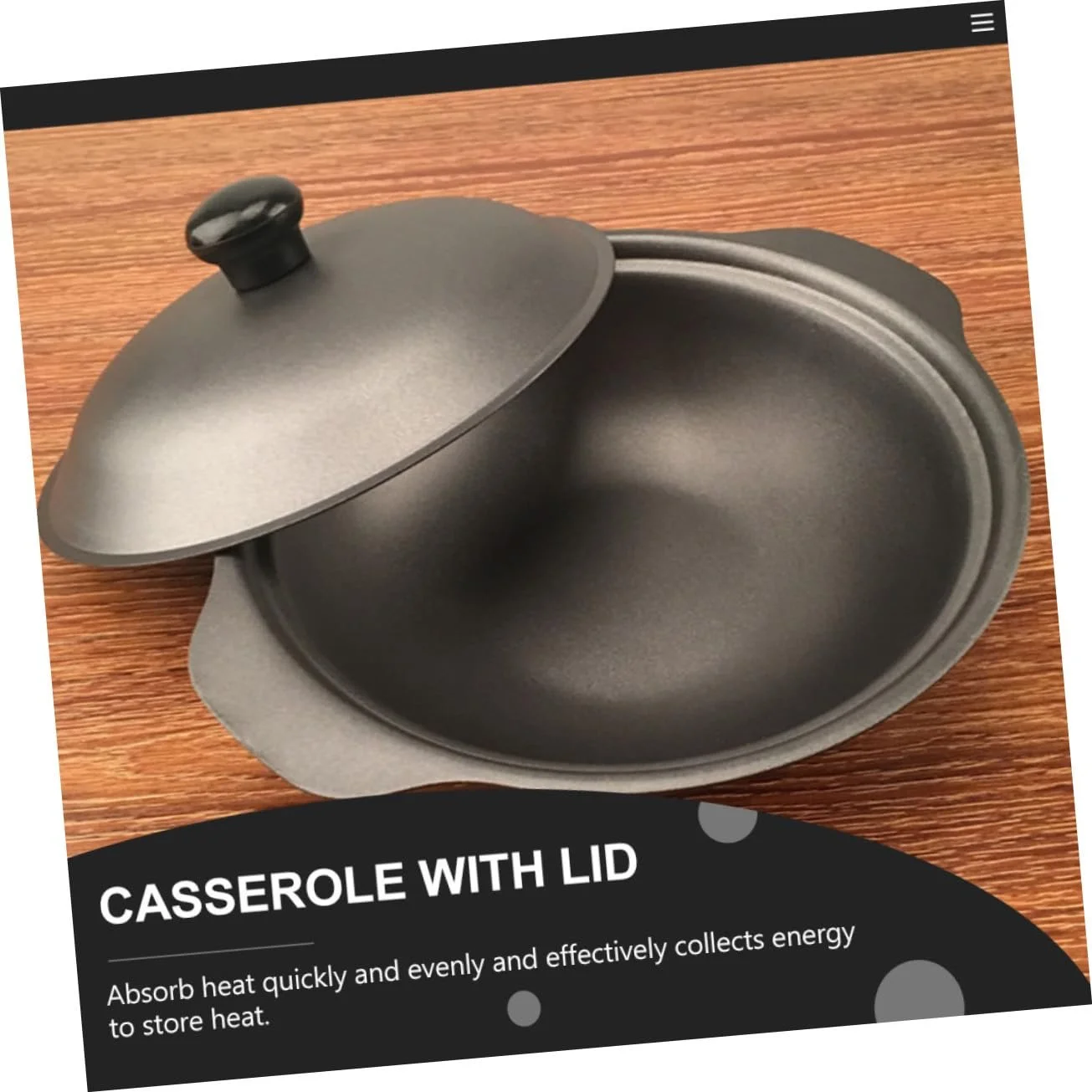 Каструля чавунна 22 cm з кришкою антипригарна, фото №3