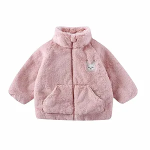 Куртка детская для девочки, зимняя флисовая куртка для малышей, мягкая верхняя одежда с вышивкой, тёплая, двойная, удобная верхняя одежда для маленьких девочек - Фото 1