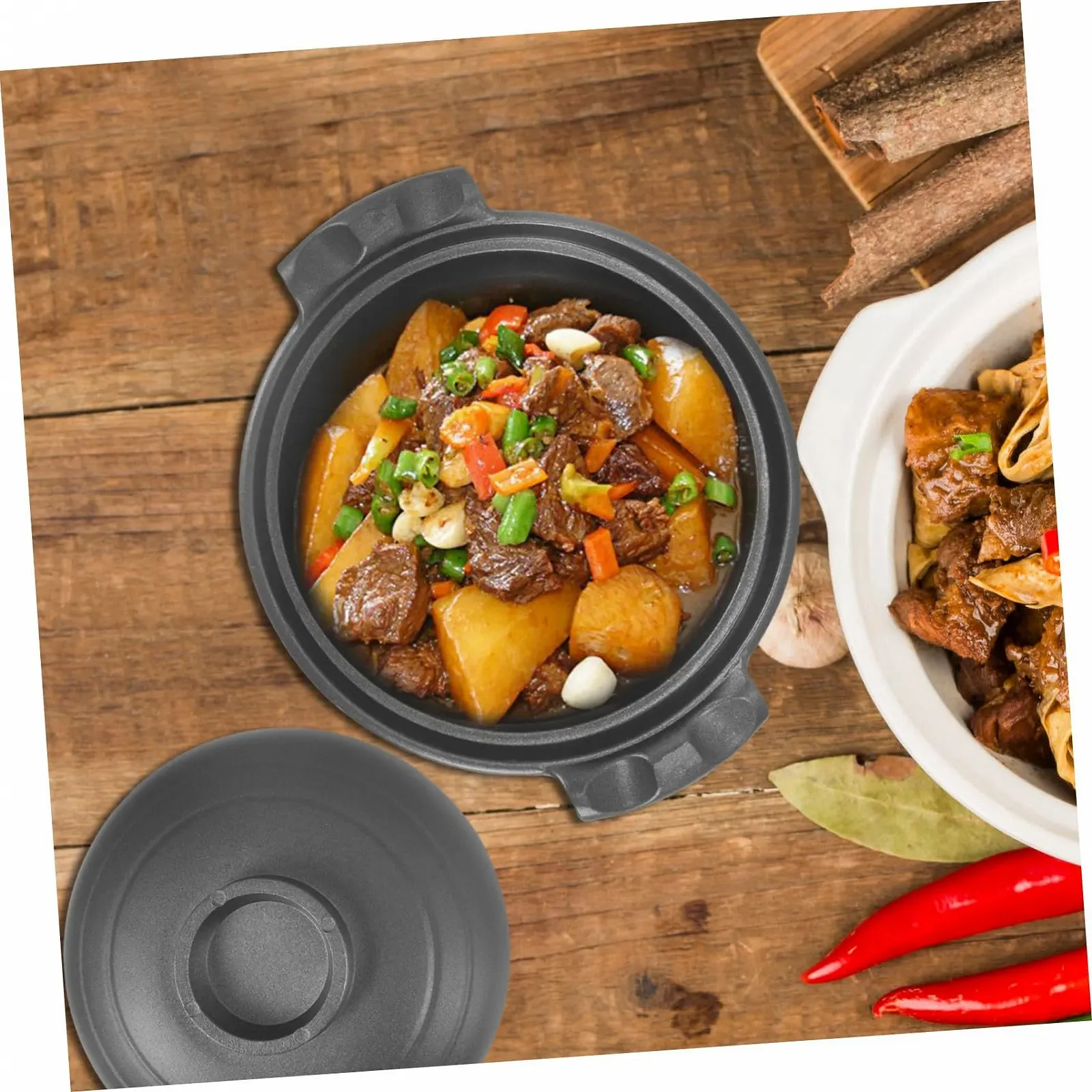 Каструля керамічна антипригарна термостійка з подвійною ручкою для індукційних плит, фото №9