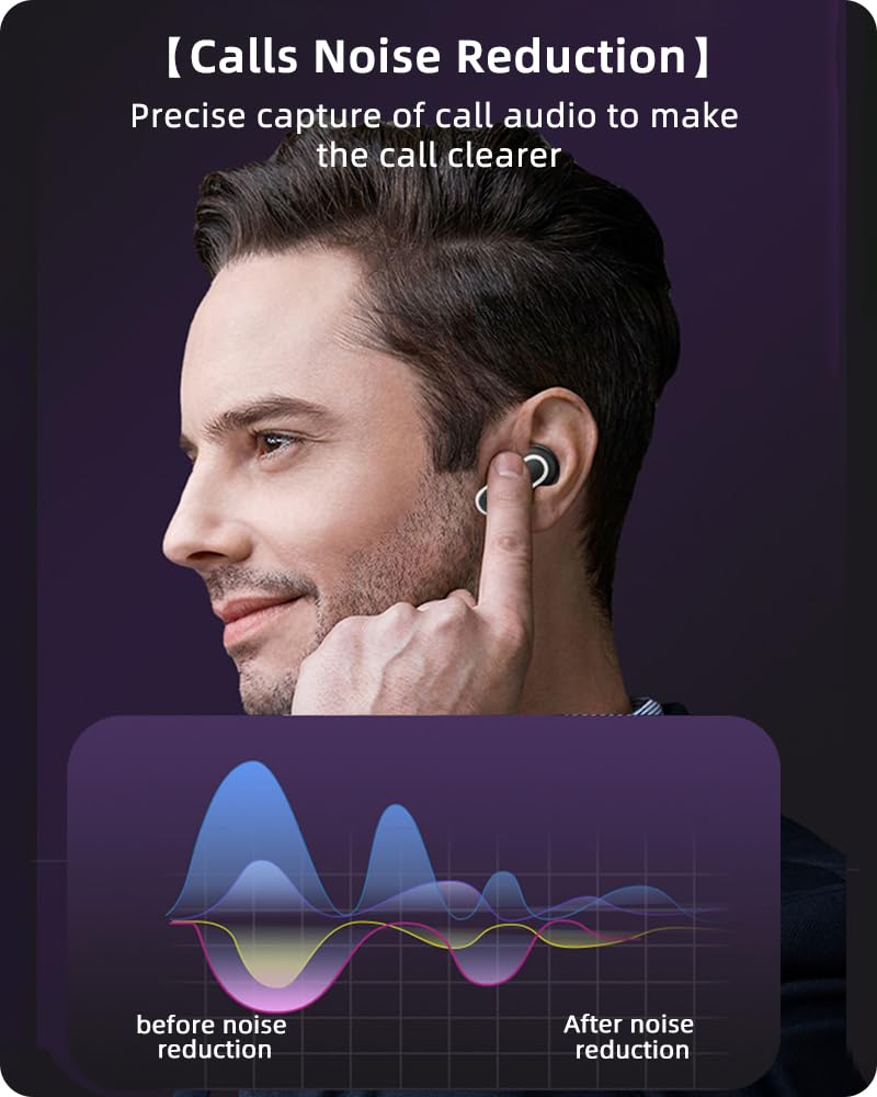 Навушники Bluetooth 5.4 Бездротові З інтелектуальним дисплеєм ANC Чорний, фото №7