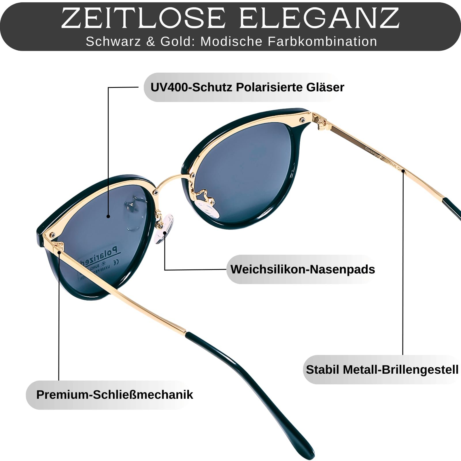 Поляризовані сонцезахисні окуляри Cleoxyge для жінок і чоловіків, вінтажні, елегантні, металева оправа, захист UV400, фото №4