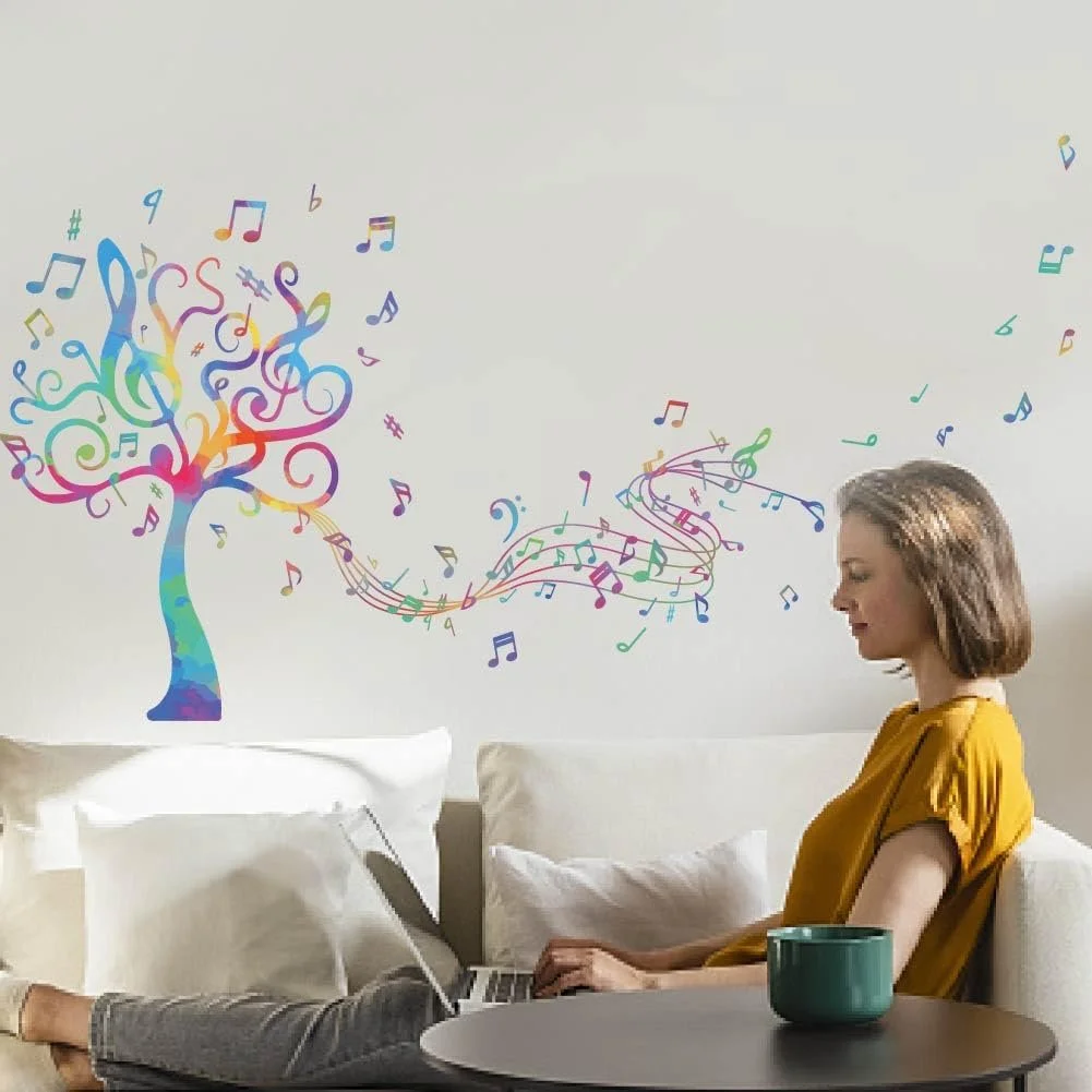 Наклейка на стіну SUPERDANT Музичні дерева Музичні ноти Самоклейна Різнокольорова, фото №4