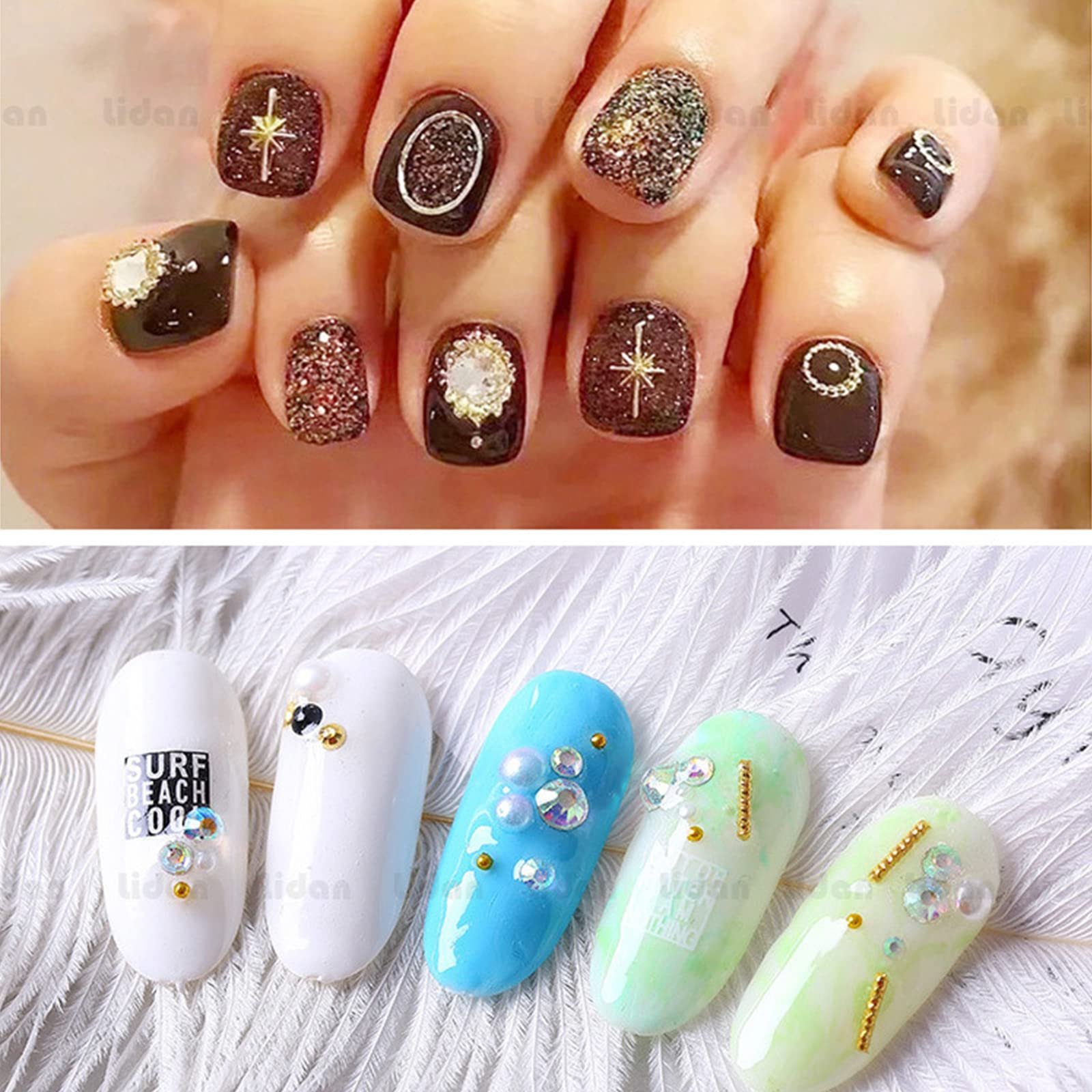 Стрази для нігтів 3D Alloy Rhinestones 12 Cell Star Moon Studs Sea Town, фото №5