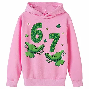Худи 67 Meme для подростков с длинными рукавами, посвященное Дню Святого Патрика, с принтом 67, удобный свитшот, уличная одежда, модная куртка для мальчиков и девочек synthetic.ua - Фото 1