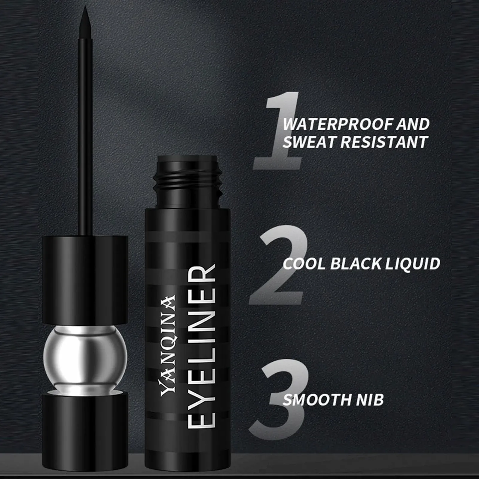 Підводка для очей Rosixehird, чорна, матова, пігментована, рідка, стійка до розмазування, фото №4