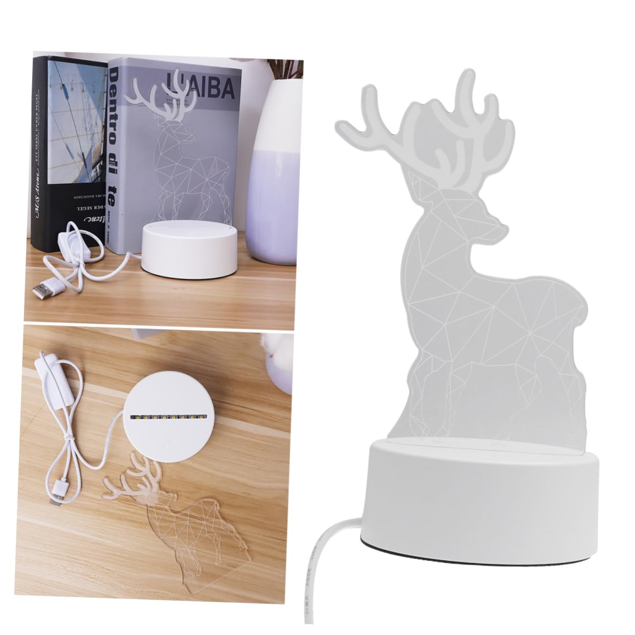 Настільна лампа Housoutil 3D Акрил "Олень", фото №7