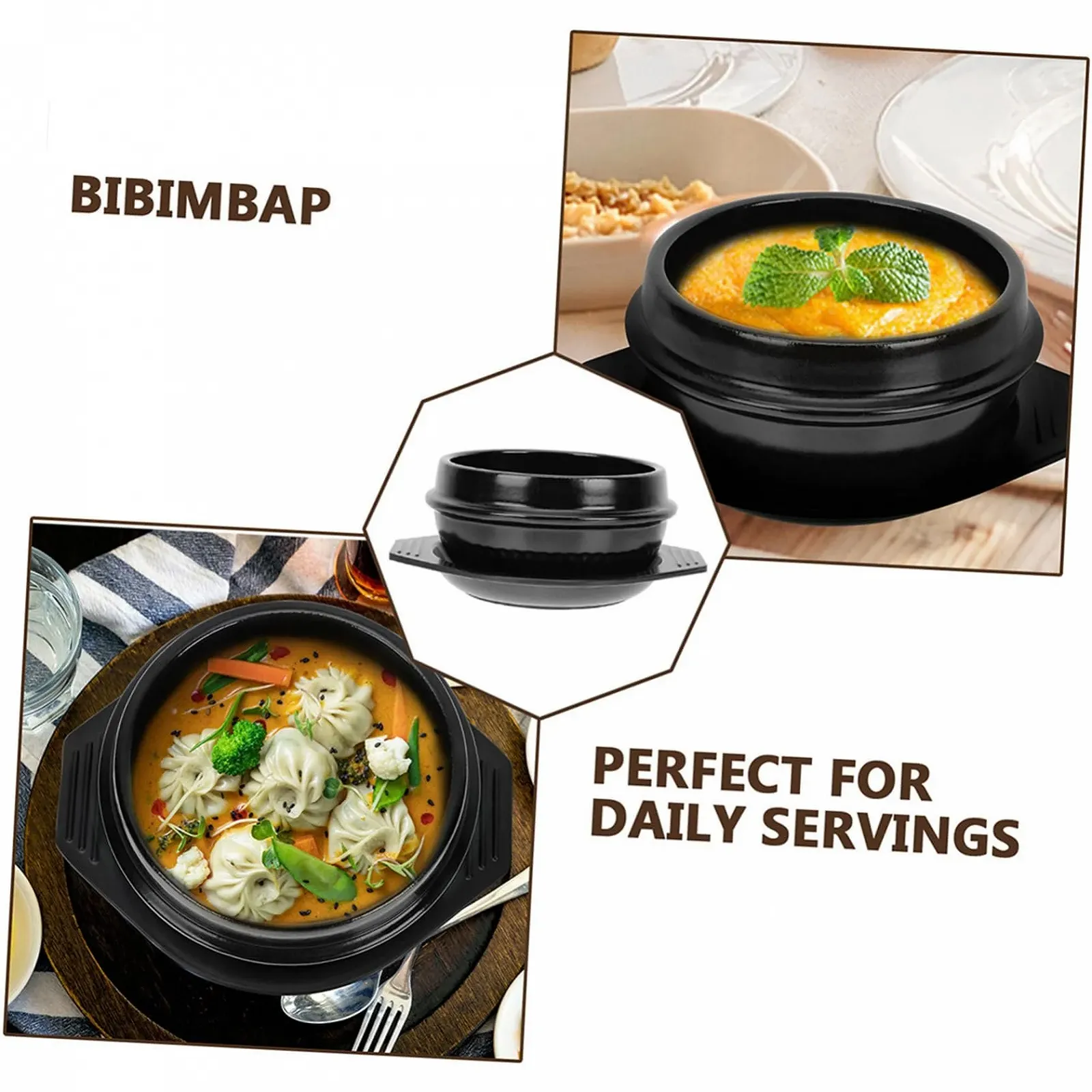 Кастрюля-кесероль керамическая термостойкая с подставкой для бибимбапа, фото №7 Кастрюля-кесероль керамическая термостойкая с подставкой для бибимбапа, фото №7