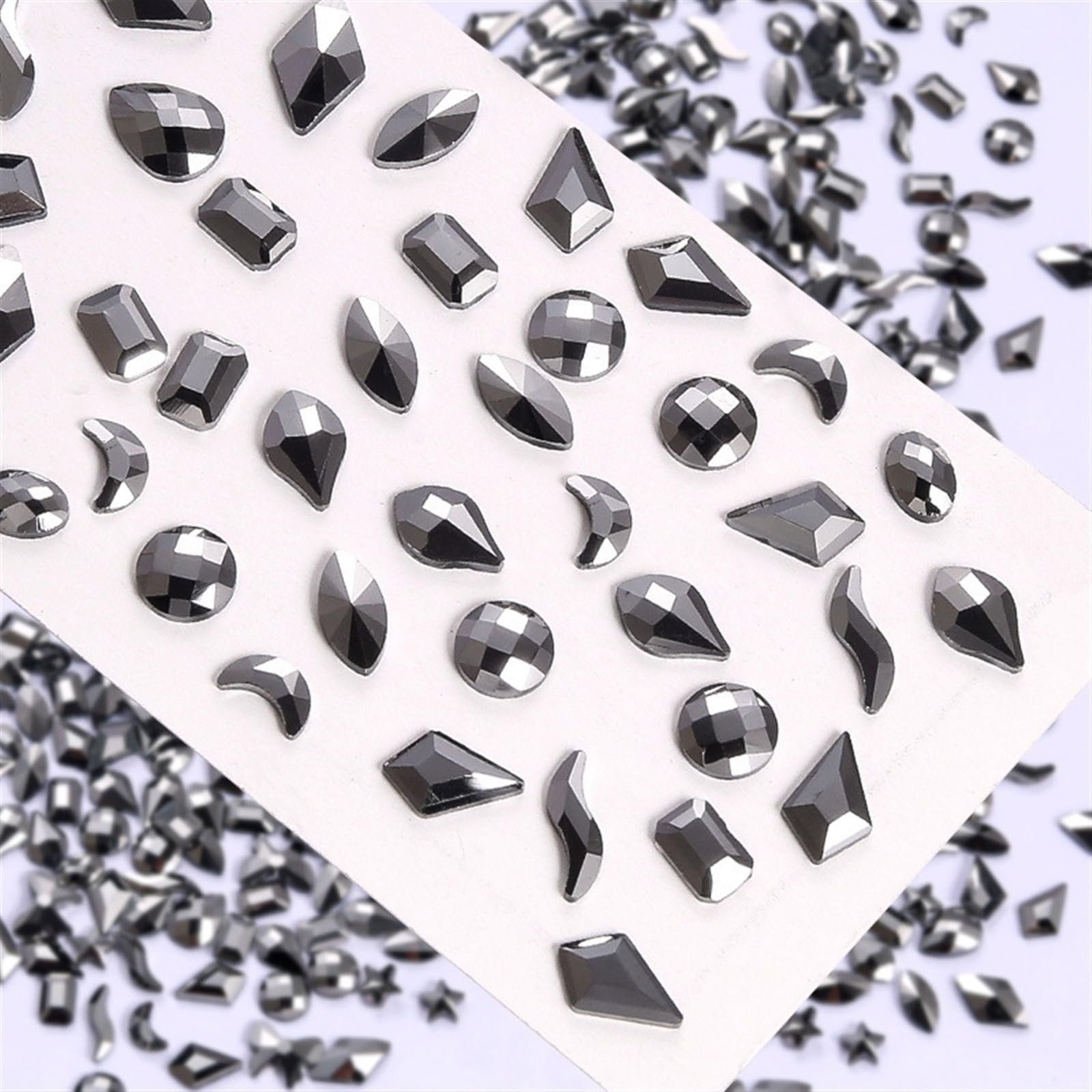 Стразы для ногтей Aurora 50 шт разных форм, блестящие однотонные 3D украшения для DIY маникюра, фото №5