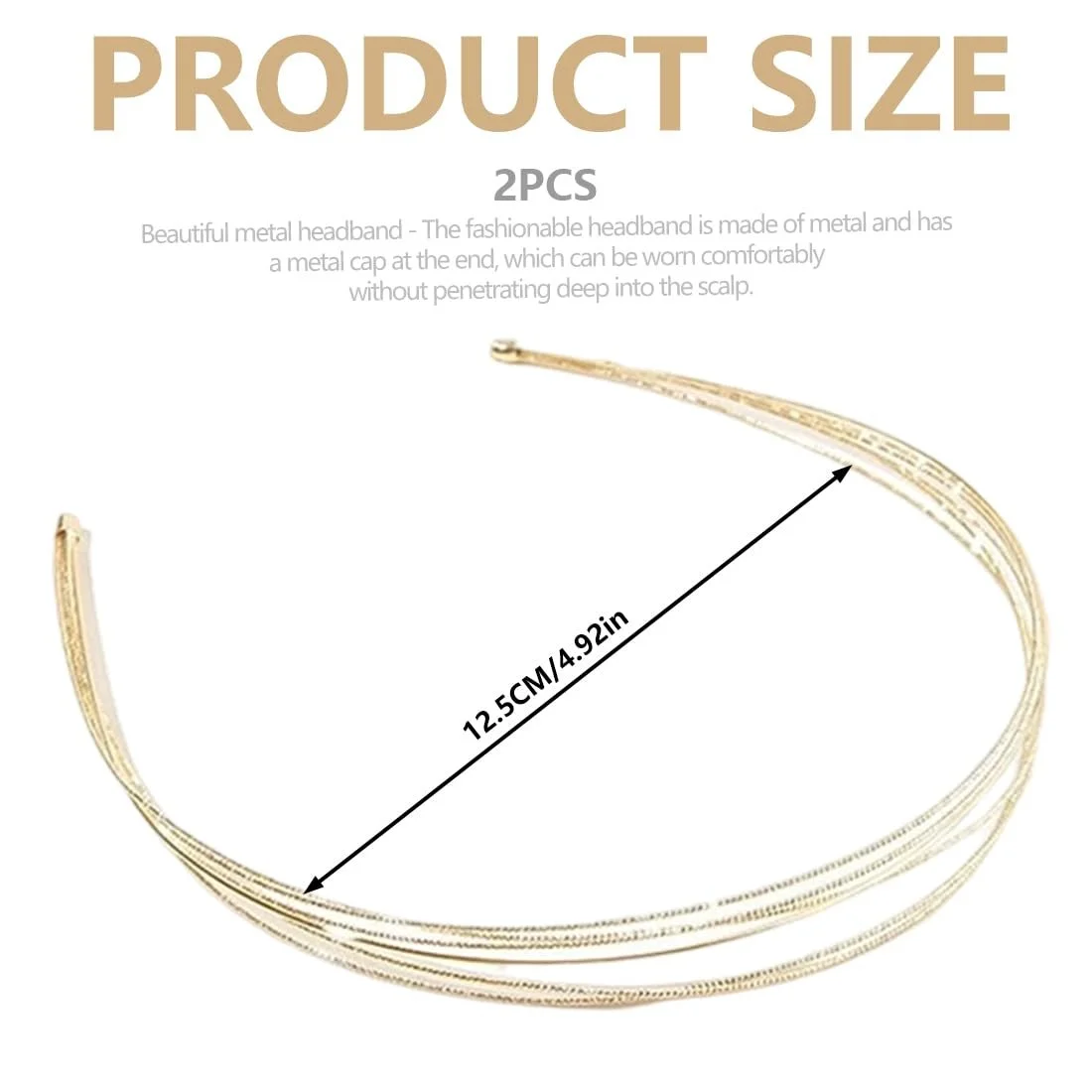 Обруч Метал Багатошаровий Тонкий Мода Золотий, фото №2 Обруч Метал Багатошаровий Тонкий Мода Золотий, фото №2