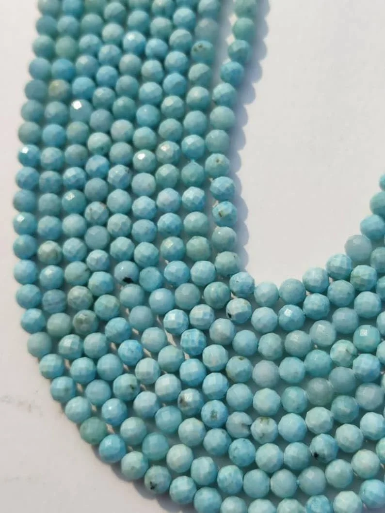 Бусины из Ларимара, ограненные, рондель, 4-4.5 мм, нить длиной 33 см, драгоценные камни для ожерелья, браслета, фото №2