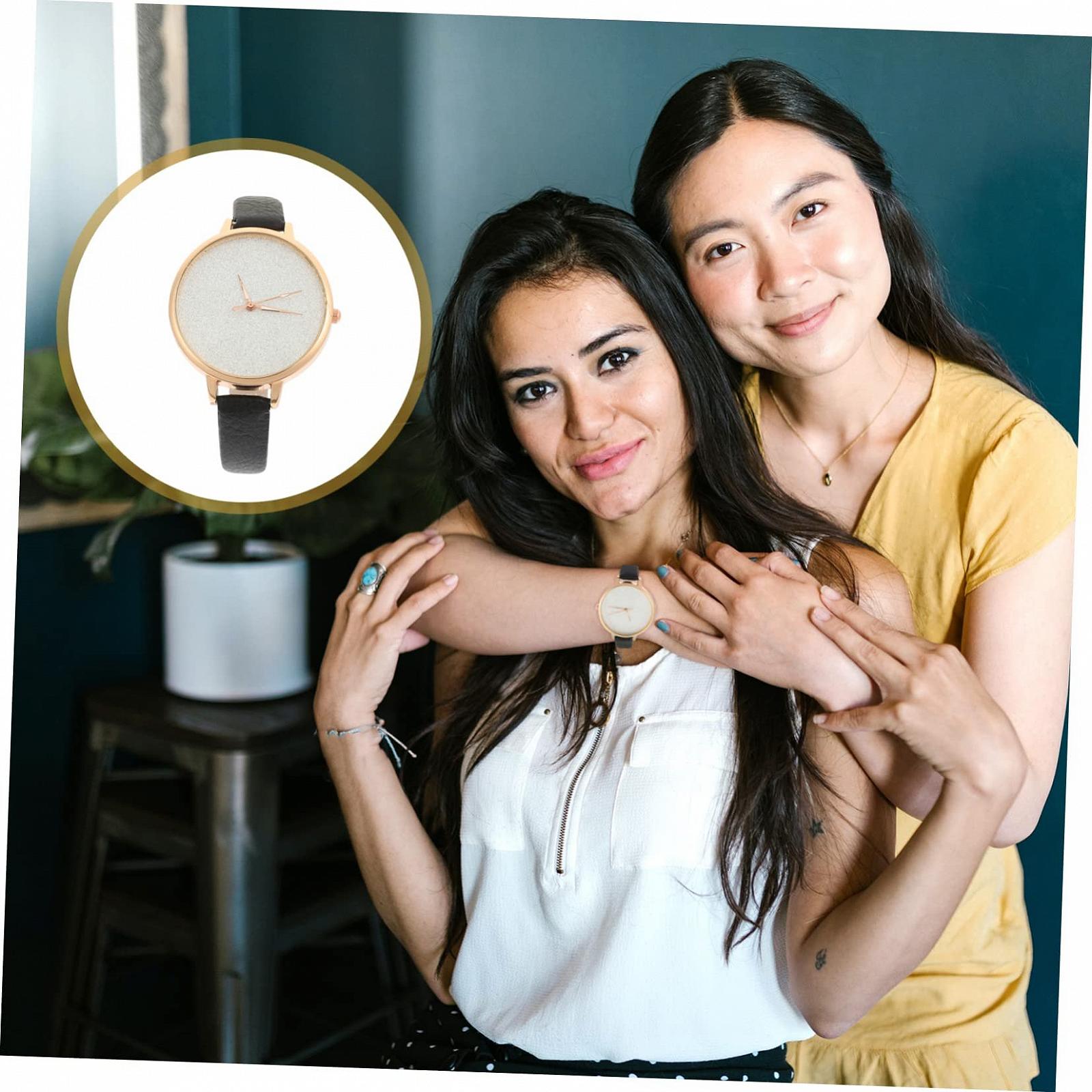 Женские часы Healvian с тонким кожаным ремешком, стильные кварцевые часы для женщин, минималистичные часы с черным ремешком, белые, разноцветные, фото №2 Женские часы Healvian с тонким кожаным ремешком, стильные кварцевые часы для женщин, минималистичные часы с черным ремешком, белые, разноцветные, фото №2