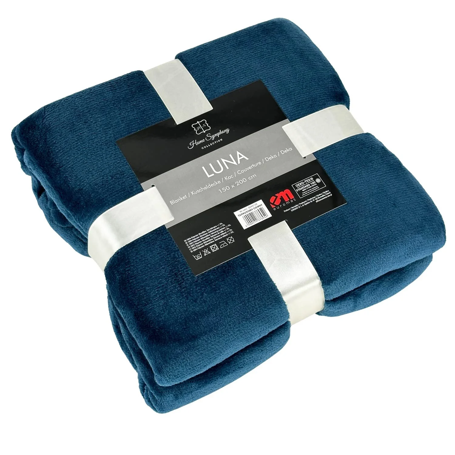 Одеяло Euromat Фланель Микрофибра, Уютное одеяло, Покрывало на кровать, 150 x 200 см (Темно-бирюзовый), Темно-бирюзовый, фото №1