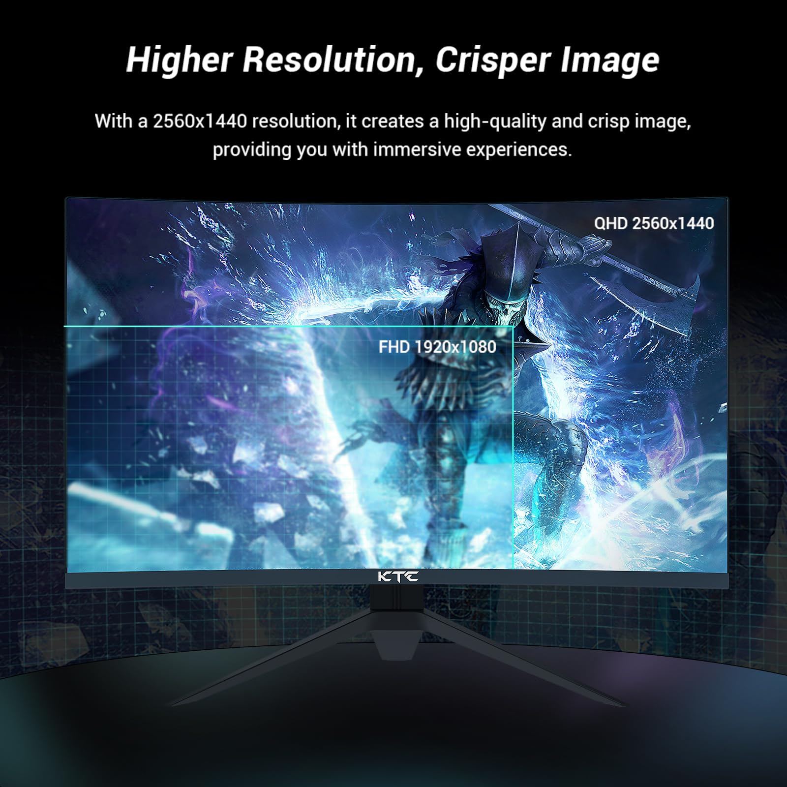 Монітор KTC Gaming Curved 27" 165Hz QHD 1ms 1500R VA FreeSync & G-sync 144Hz Чорний, фото №2