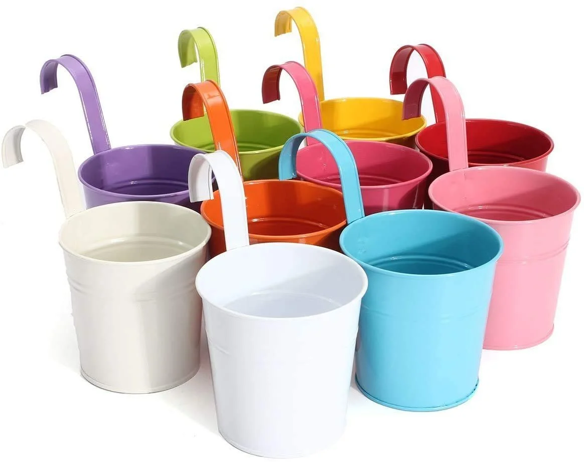 Подвесные цветочные горшки 10 шт металл с дренажным отверстием разноцветные, фото №4 Подвесные цветочные горшки 10 шт металл с дренажным отверстием разноцветные, фото №4