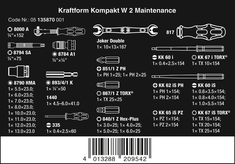 Набор инструментов Wera Kraftform Compact W1 Maintenance 35 шт. черный, фото №8 Набор инструментов Wera Kraftform Compact W1 Maintenance 35 шт. черный, фото №8