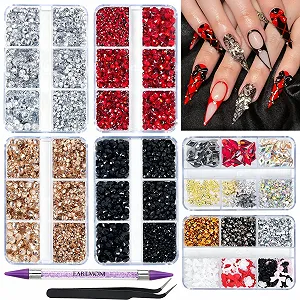 Стразы для ногтей EARLMONI, 6 коробок, для украшения ногтей, одежды, поделок, DIY (Черный) - Фото 1