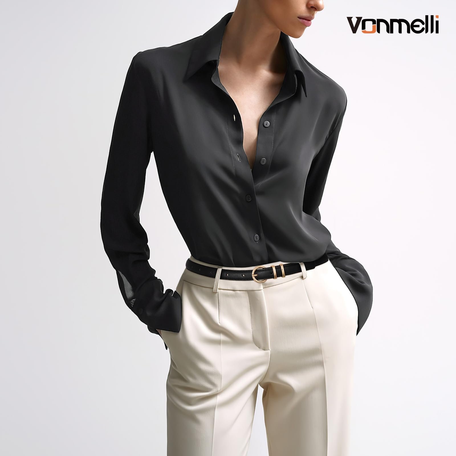 Ремень Кожаный VONMELLI Slim Регулируемый Золотая Пряжка для Джинс и Платьев, 2 шт, фото №4