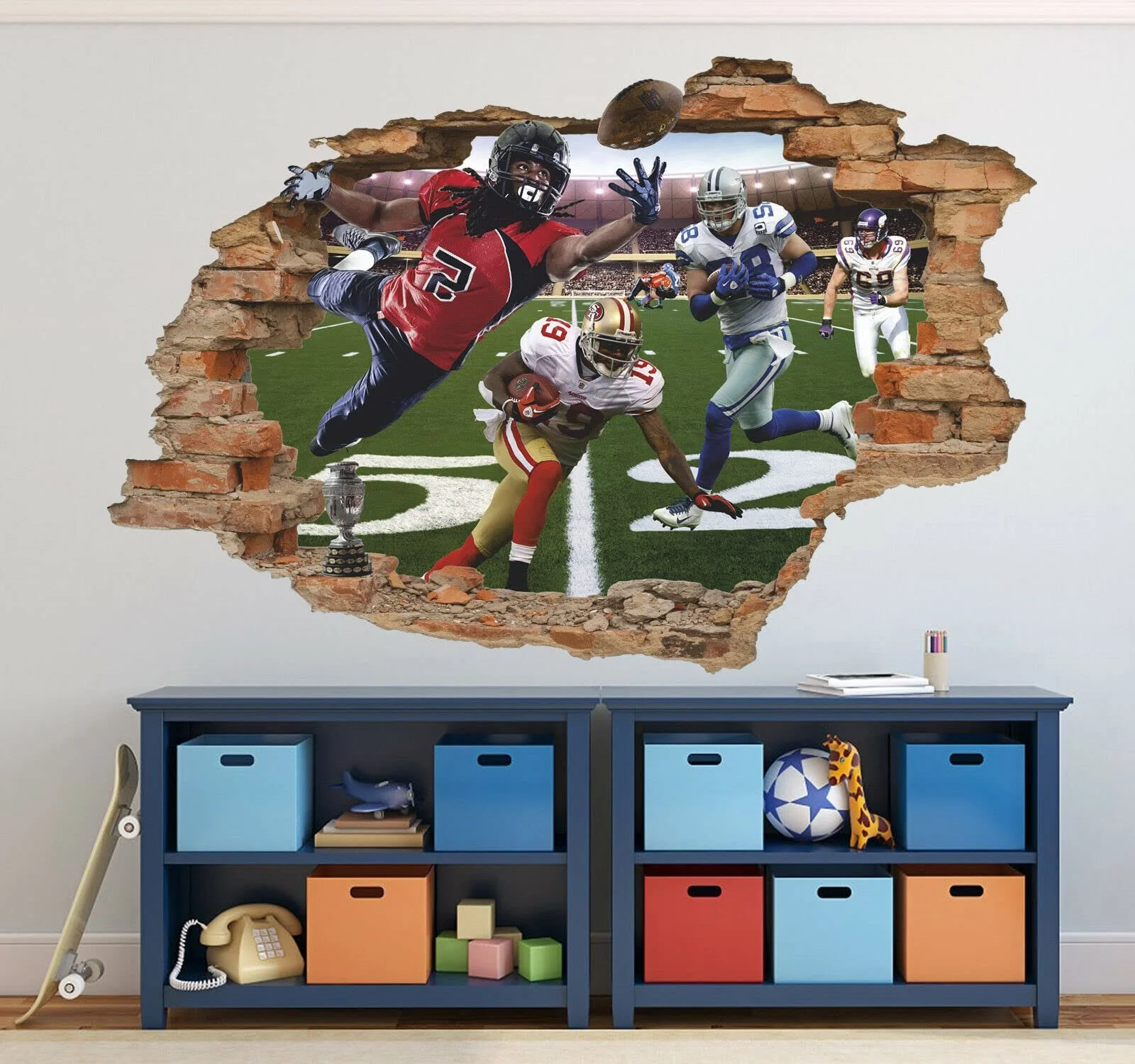 Наклейка на стену American Football 3D Gridiron Football Removable, фото №2