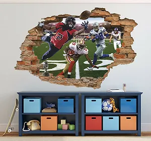Наклейка на стену American Football 3D Gridiron Football Removable synthetic.ua - Фото 1