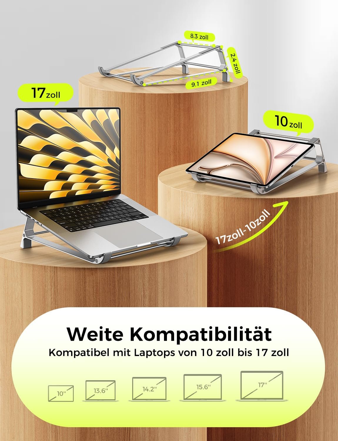 Вертикальна Підставка для Ноутбука MAGIC JOHN & Тримач для Зберігання Портативна Алюмінієва, фото №6