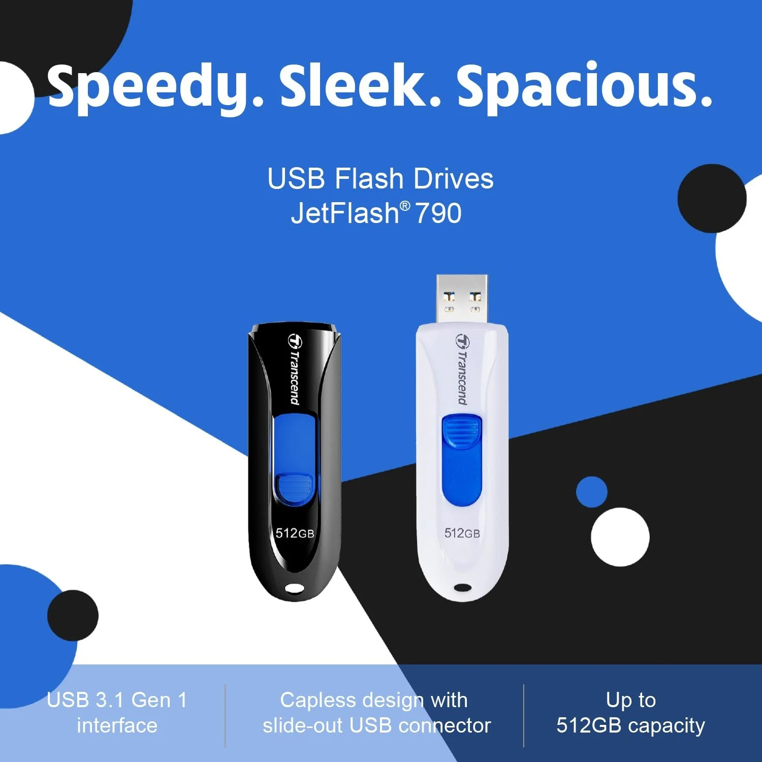 USB Stick Transcend Jetflash 790 256GB SuperSpeed USB 3.1 Gen 1 White, фото №3