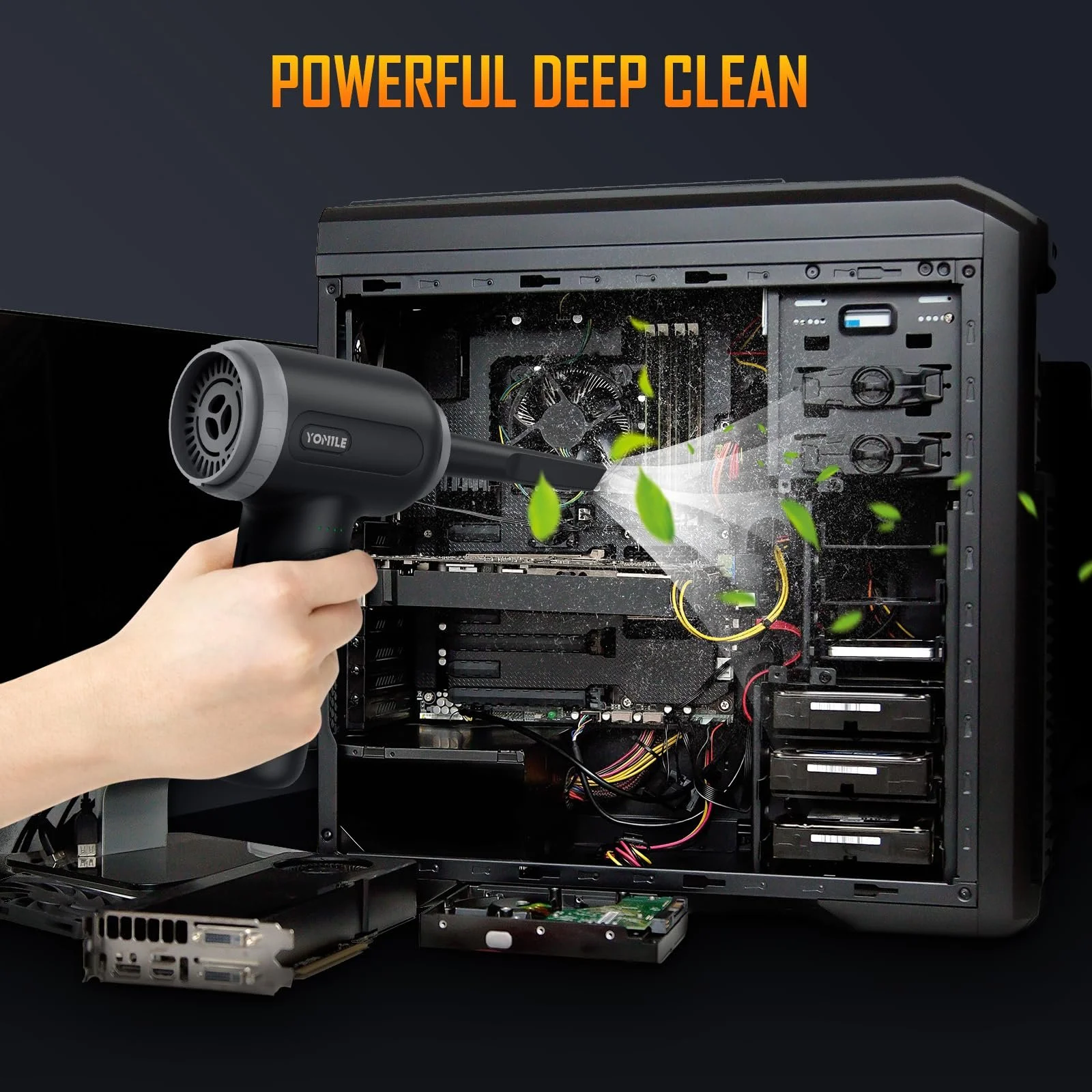 Акумуляторний очищувач повітря 2 в 1 Yomile 150 000 об/хв з міні-автопилососом 9000 мАг, фото №5 Акумуляторний очищувач повітря 2 в 1 Yomile 150 000 об/хв з міні-автопилососом 9000 мАг, фото №5