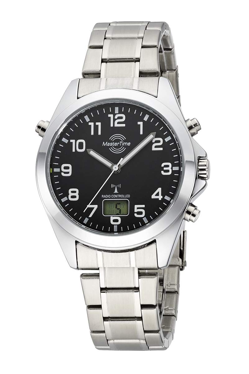 Часы мужские радиоуправляемые кварцевые Master Time Аналого-цифровые MTGA-10736-22M, браслет из нержавеющей стали, фото №1