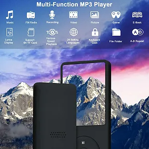 MP3-плеер COVVY 8GB, поддержка карт памяти SD до 64 GB, 70 часов воспроизведения музыки, звук без потерь, Hi-Fi MP3-плеер. synthetic.ua - Фото 1