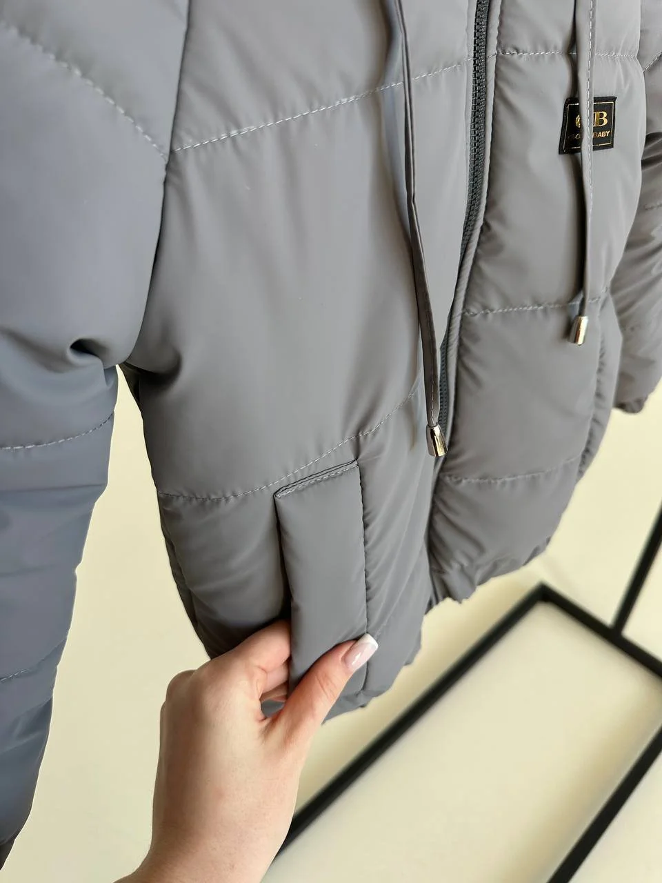 Детская демисезонная куртка с капюшоном от 74 до 158 размер, весна/осень серая, фото №8