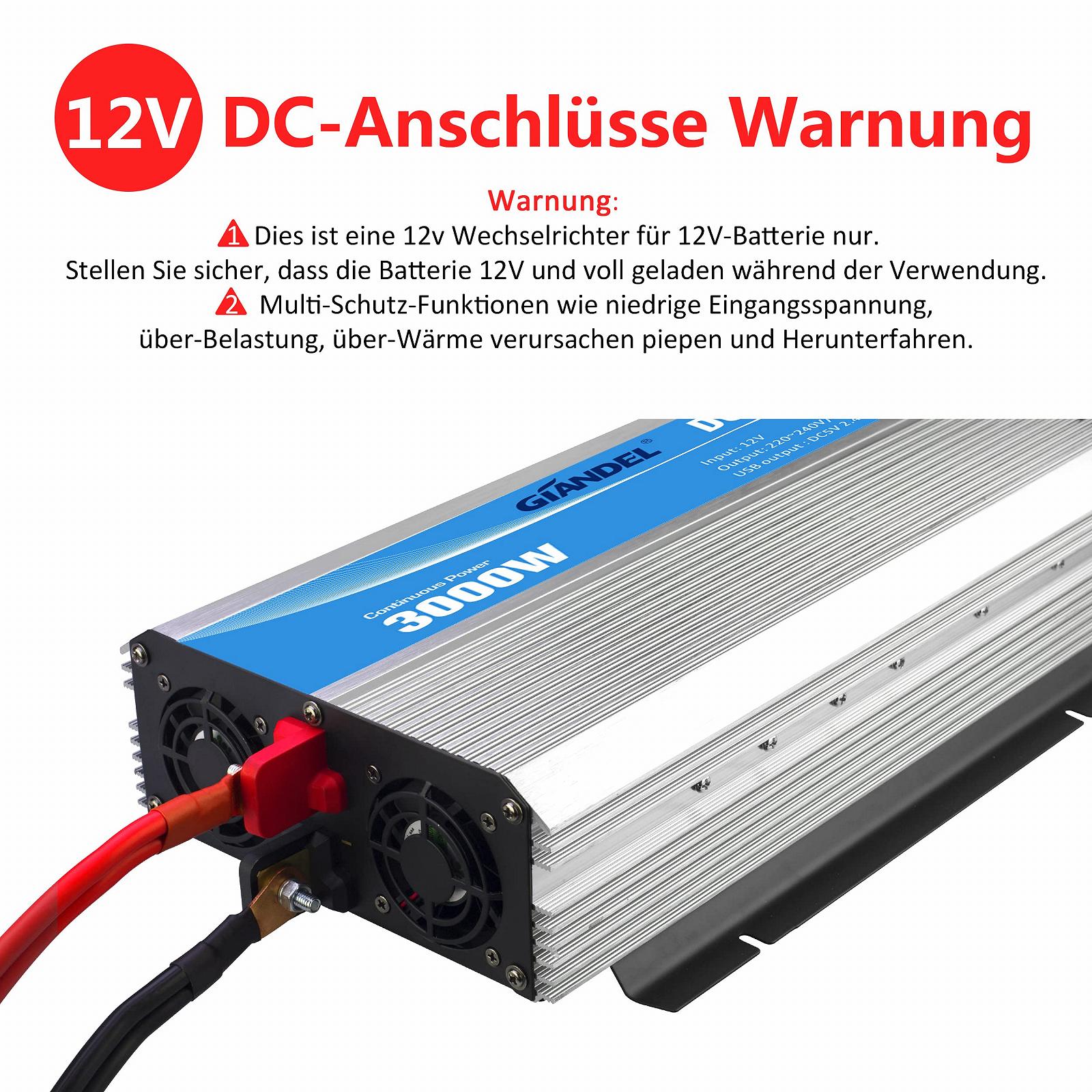 Інвертор GIANDEL Modified Sine Wave 3000 W 12 V в 230 V з пультом ДК та LED дисплеєм 2 розетки AC та USB порт, фото №4
