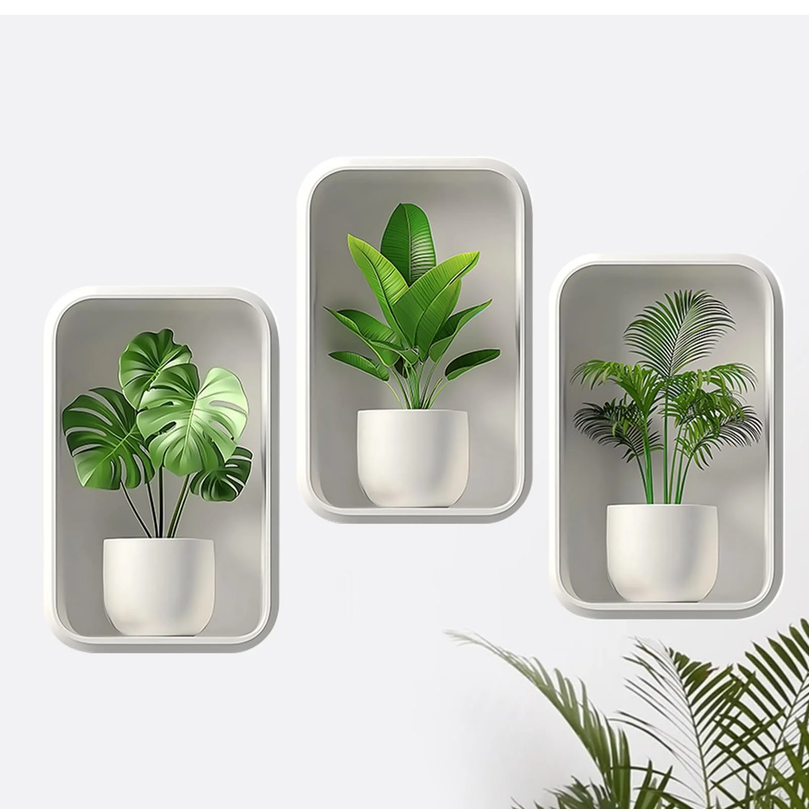 Наклейки на стіну 3D Рослини самоклеючі набір 3 шт. для кухні та ванної кімнати, фото №1