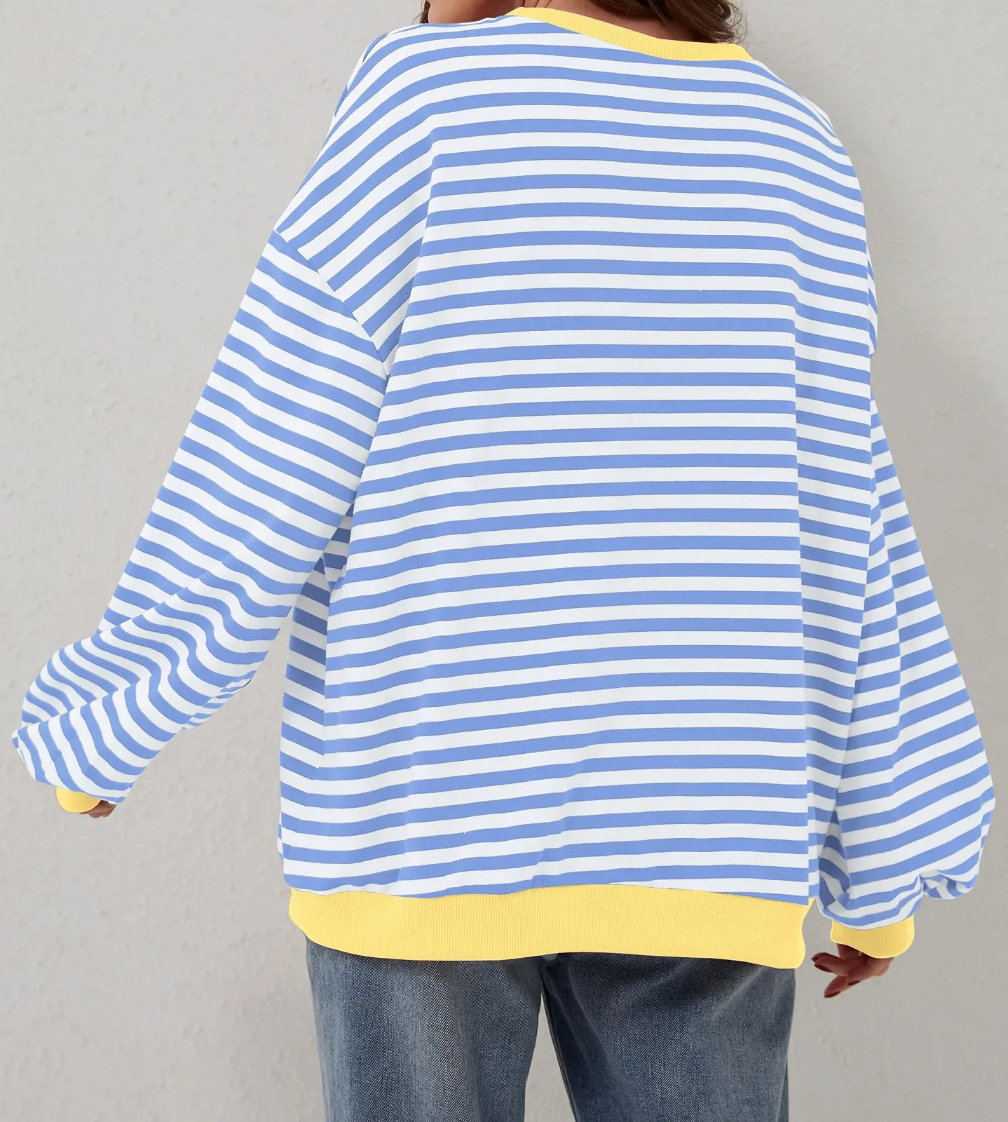 Женская рубашка TERIVEEK Oversized в полоску, колор-блок, с длинными рукавами, круглым вырезом, повседневная, свободного кроя в стиле Y2K, фото №7 Женская рубашка TERIVEEK Oversized в полоску, колор-блок, с длинными рукавами, круглым вырезом, повседневная, свободного кроя в стиле Y2K, фото №7