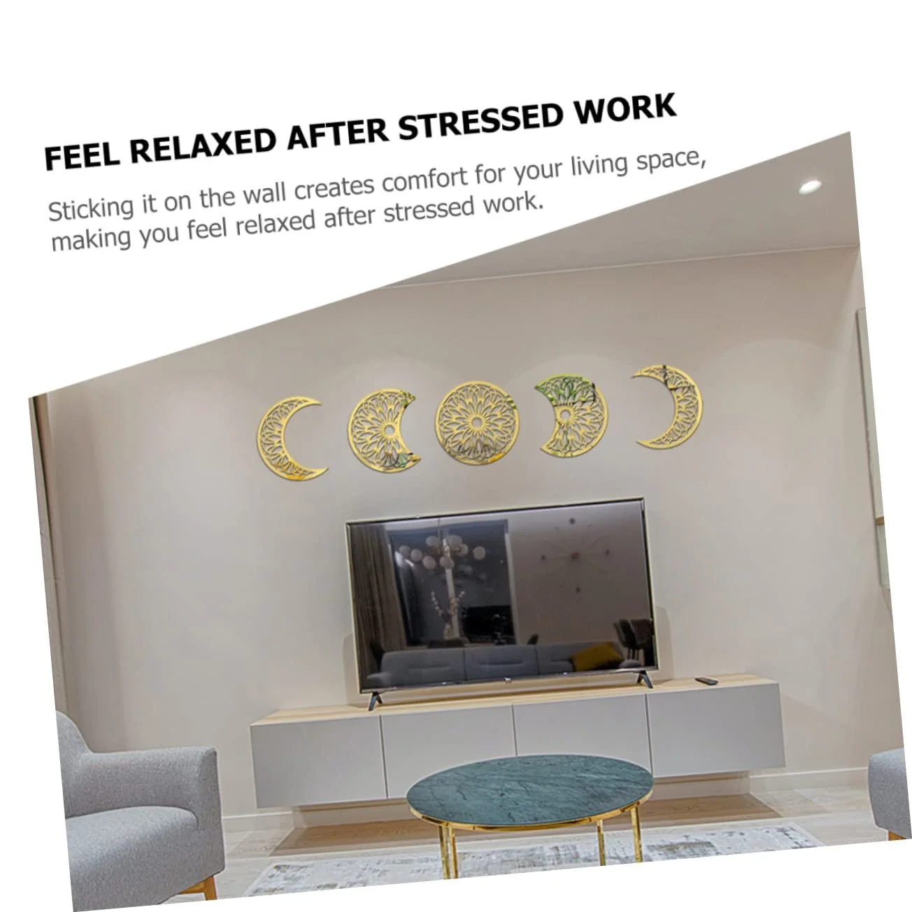 Наклейка Zerodeko 3D Moon Phase Зеркальная самоклеящаяся для спальни и офиса, фото №3