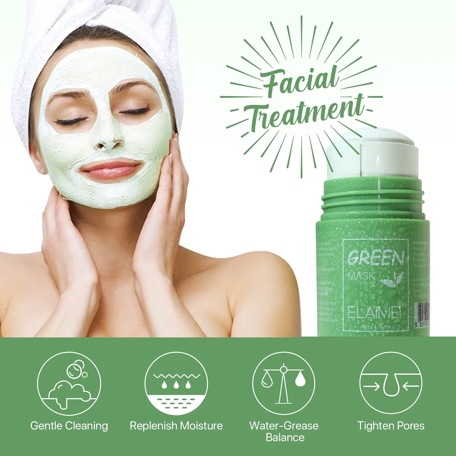 Маска для обличчя Green Mask Clay Stick, 2 шт, для глибокого очищення, фото №2
