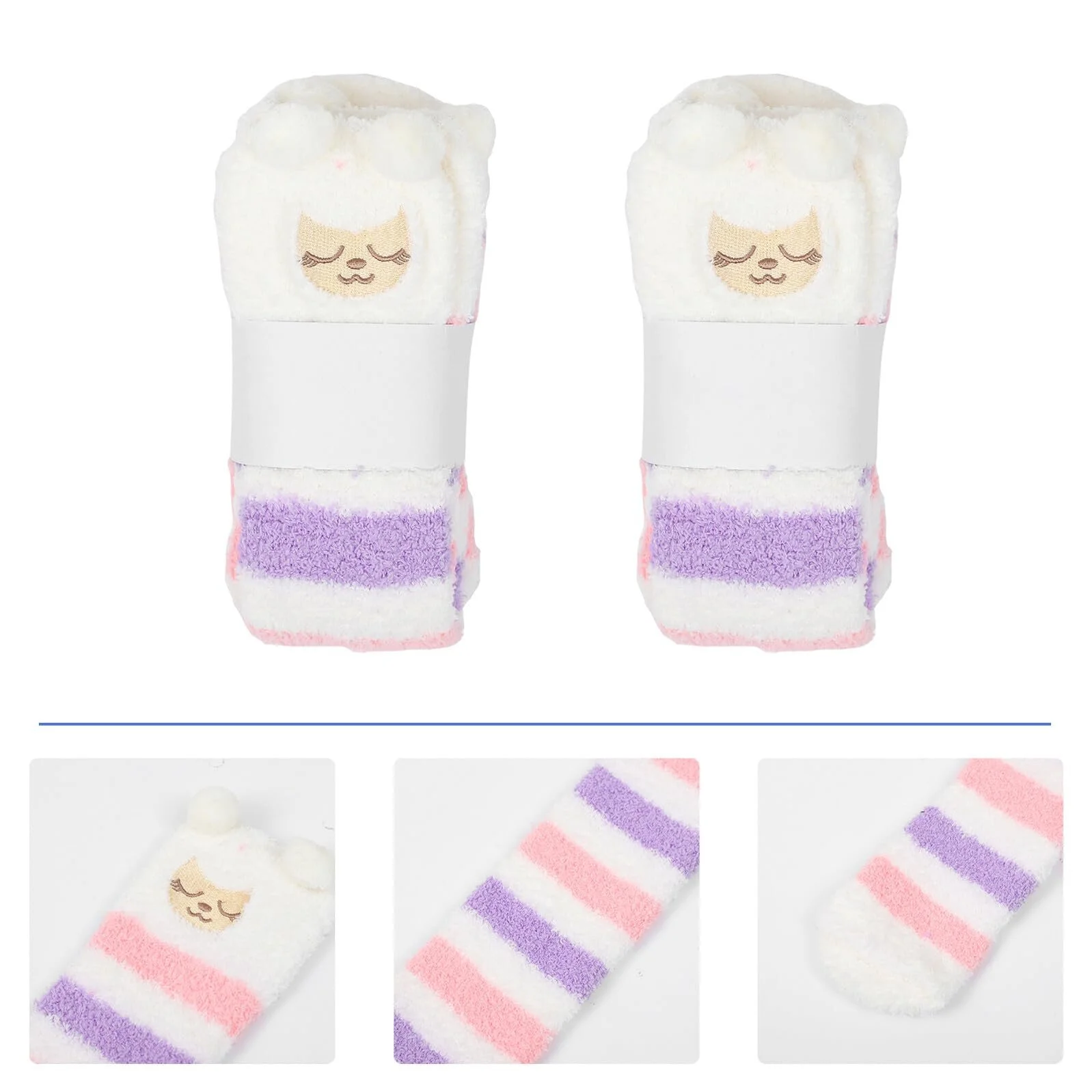 Высокие носки выше колена HEMOTON Флисовые для девочек Зимние Теплые Мягкие Комфортные для ежедневного сна на Рождество, фото №7