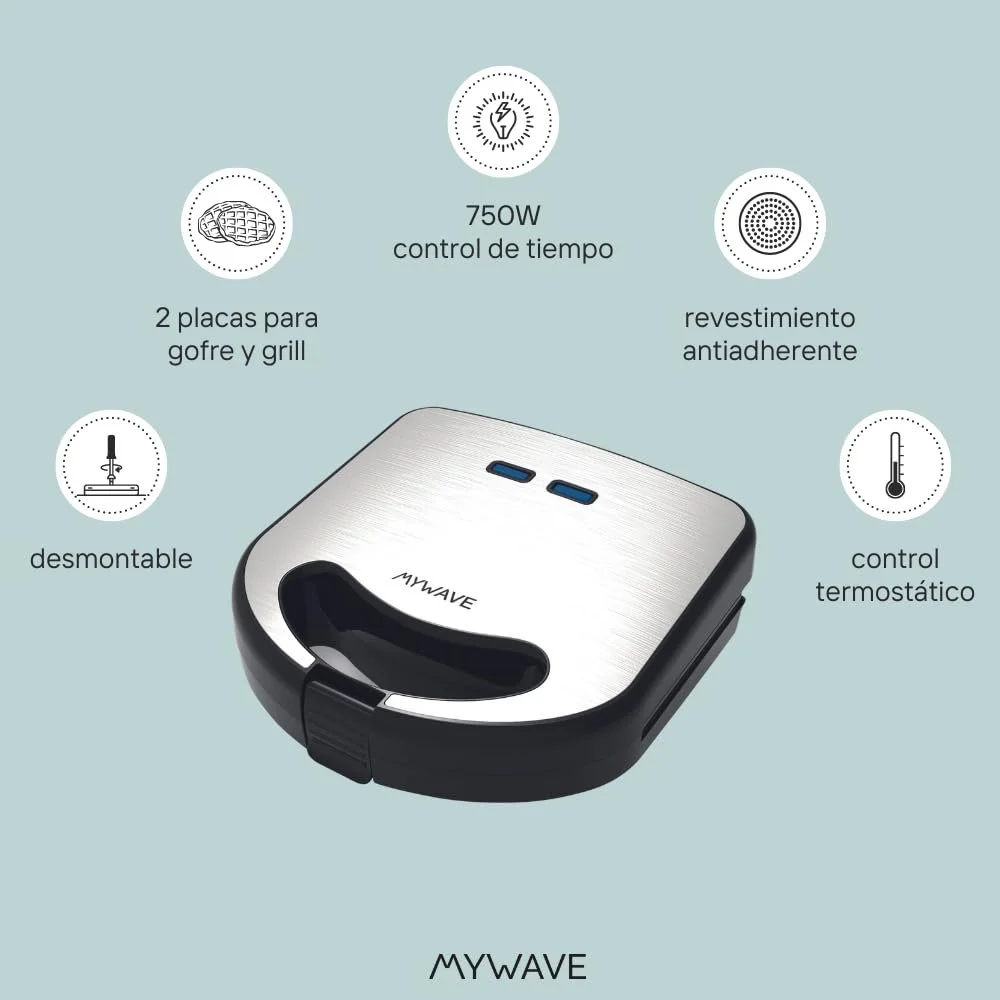 Сэндвичница My Wave 2 в 1, гриль-пластина, съемное антипригарное покрытие., фото №5 Сэндвичница My Wave 2 в 1, гриль-пластина, съемное антипригарное покрытие., фото №5