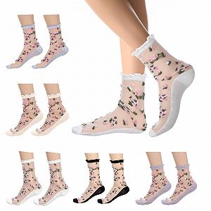 Прозрачные носки 5 пар, женские чулки, дышащие нейлоновые чулки, цветные тонкие носки, 5 цветов - Фото 1