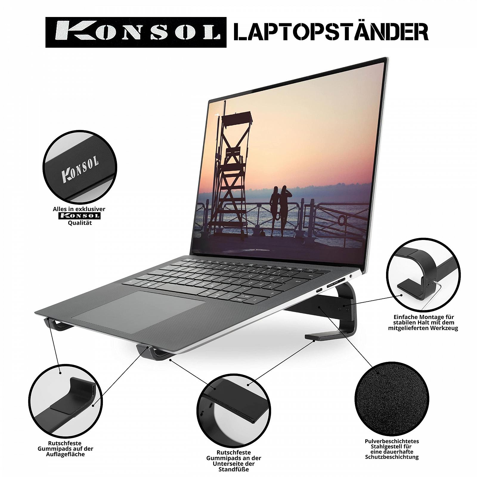 Підставка для ноутбука Konsol 10-15.6 дюймів, ергономічна алюмінієва портативна з вентиляцією для відводу тепла, фото №3