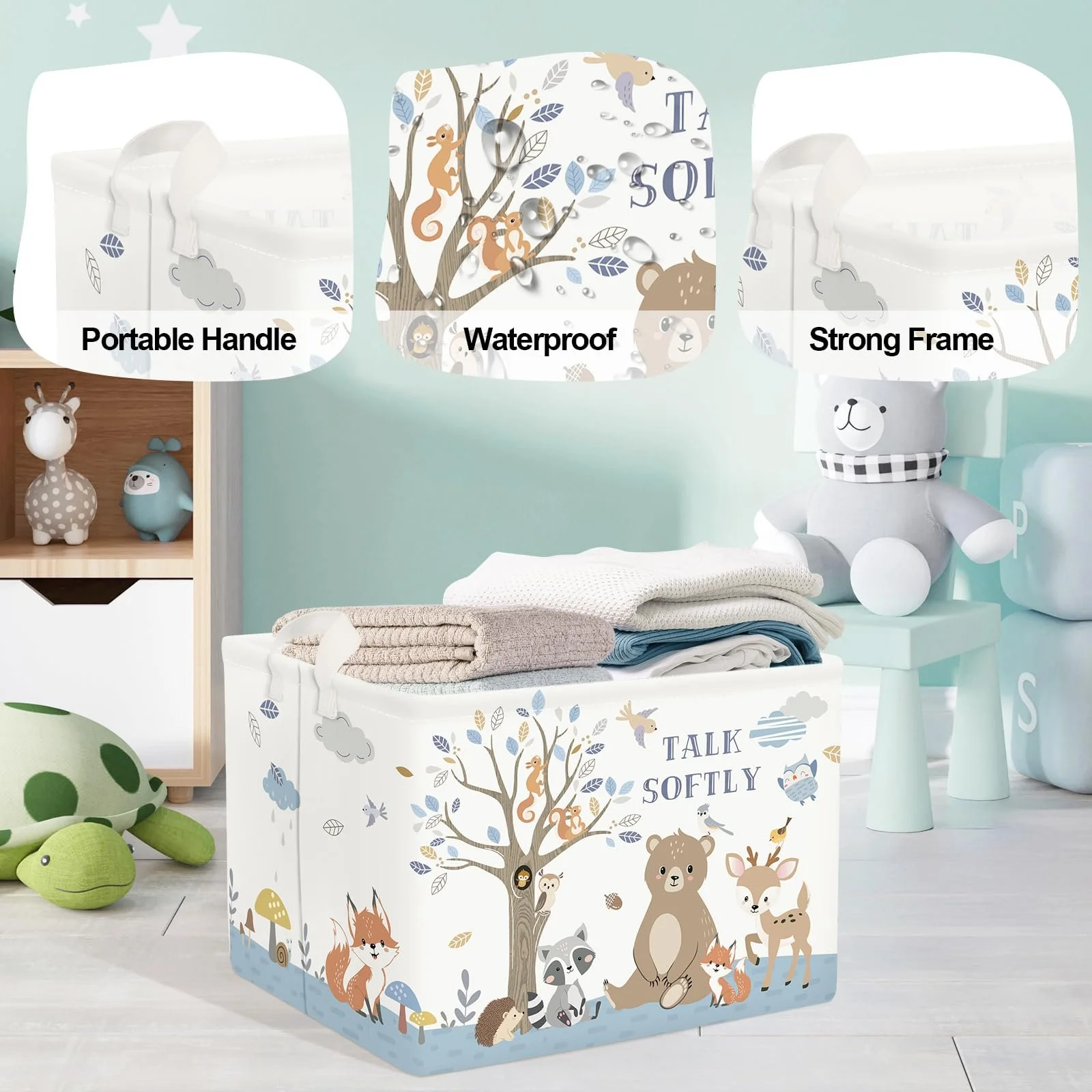 Корзина для игрушек Детская HUUMONSS Лис Медведь для мальчиков девочек Большая Белый 36 л, фото №4 Корзина для игрушек Детская HUUMONSS Лис Медведь для мальчиков девочек Большая Белый 36 л, фото №4